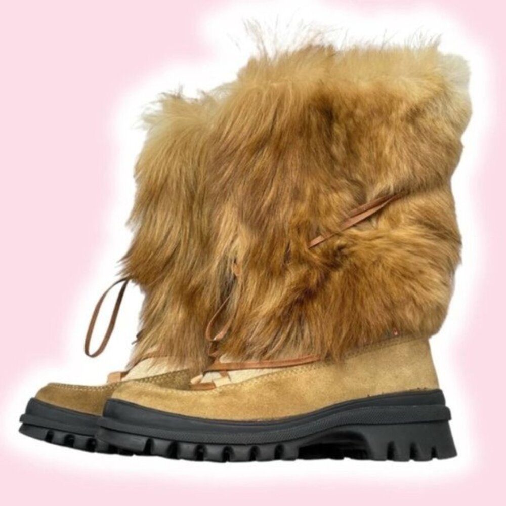 PAJAR Fur Seal Skin Boots Shearling Lining Sz 5 Made In Italy